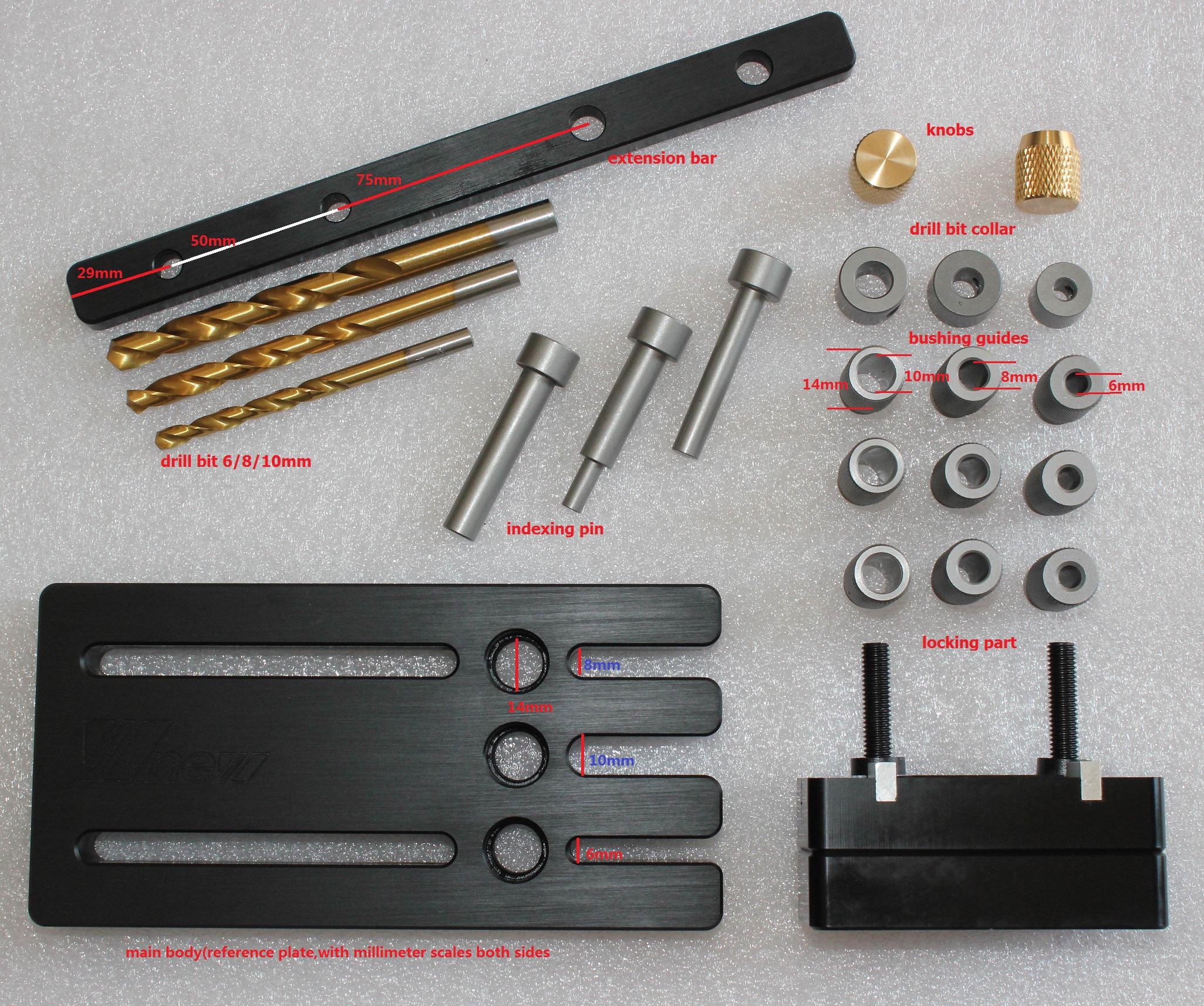 Dowelling jig master kit for 6/8/10mm dowels - Click Image to Close